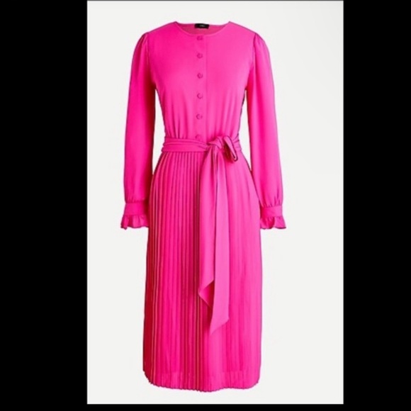 J. Crew Dresses J Crew Hit Pink Pleated Midi Dress Poshmark